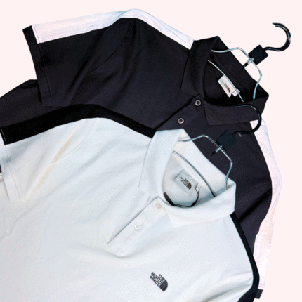 100% Export TNF Premium Polo Black + off-white color